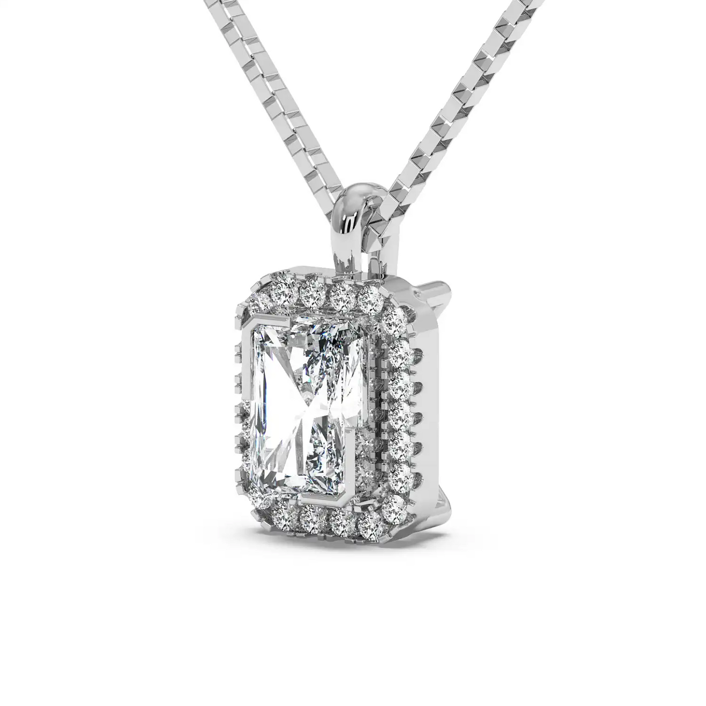 Solitaire Halo Pendant - Radiant
