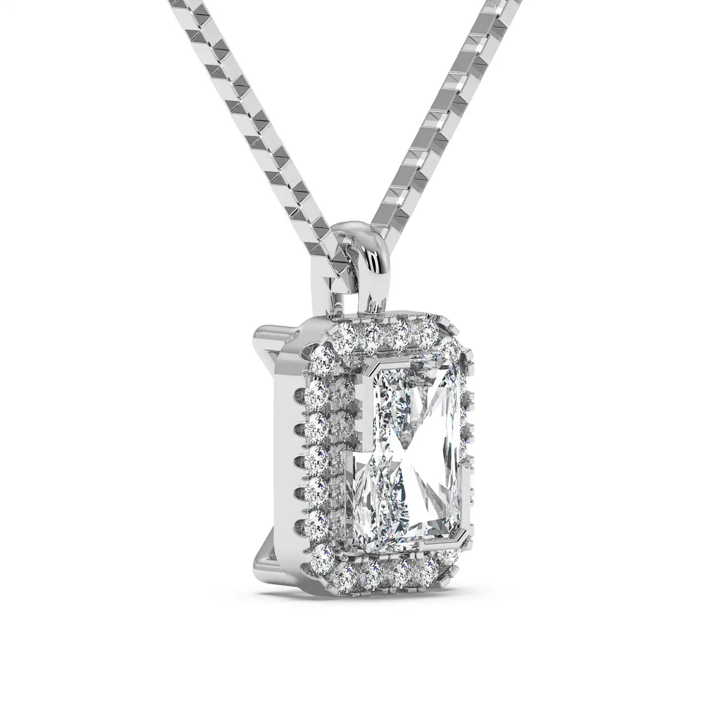 Solitaire Halo Pendant - Radiant