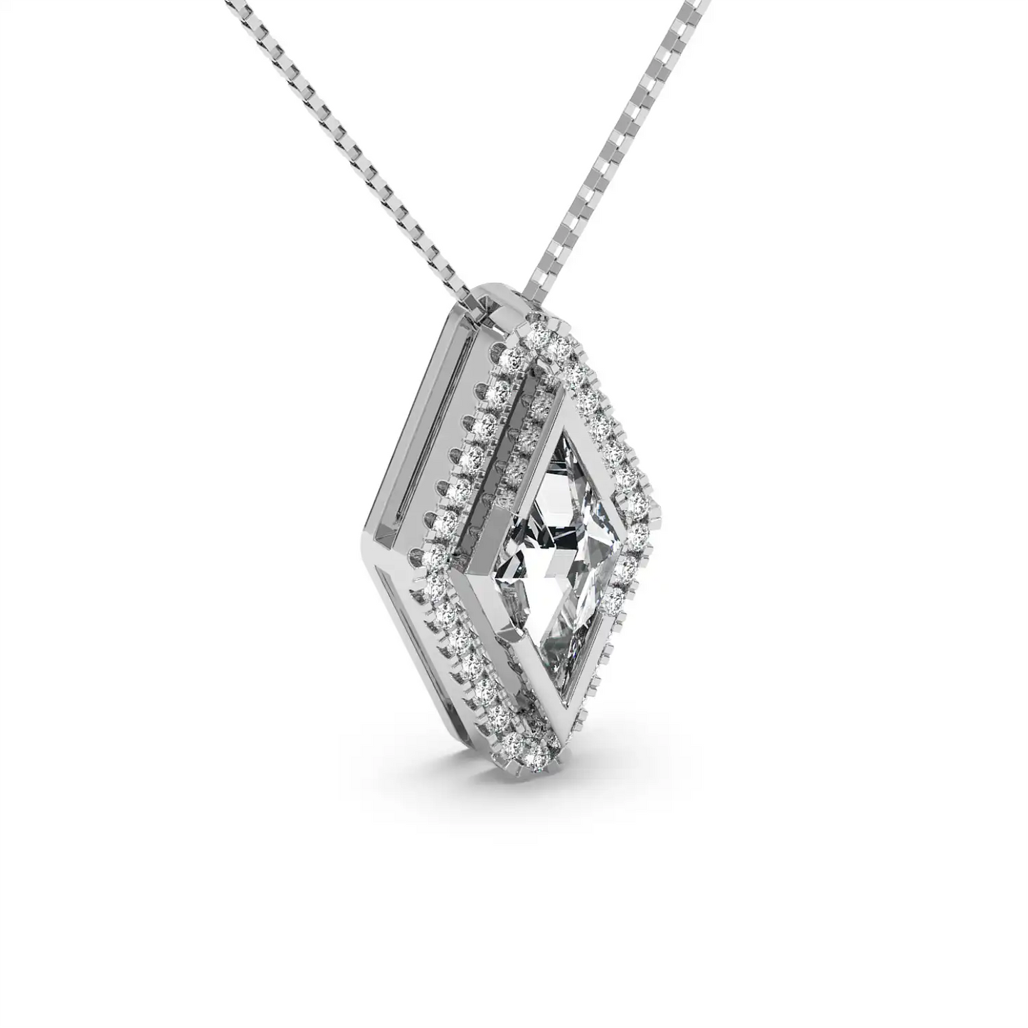 Solitaire Halo Pendant - Lozenge