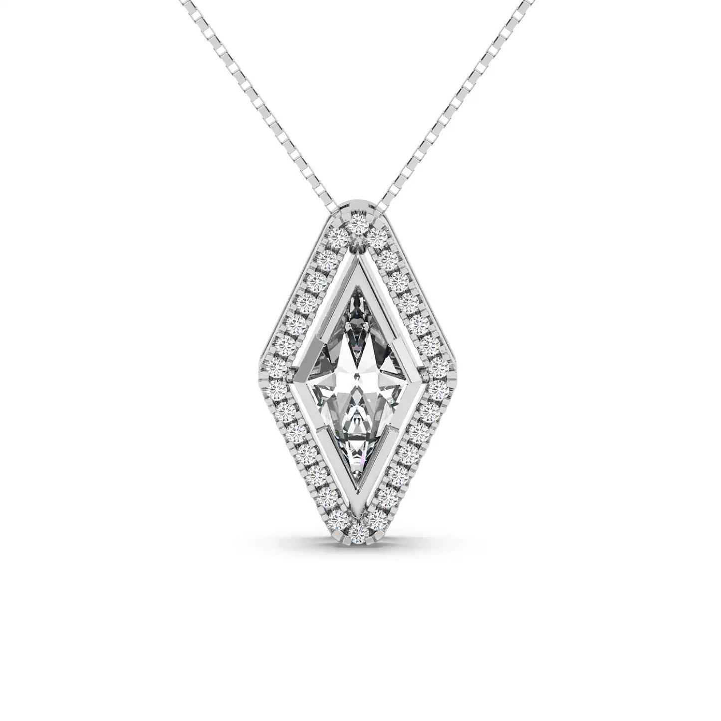 Solitaire Halo Pendant - Lozenge