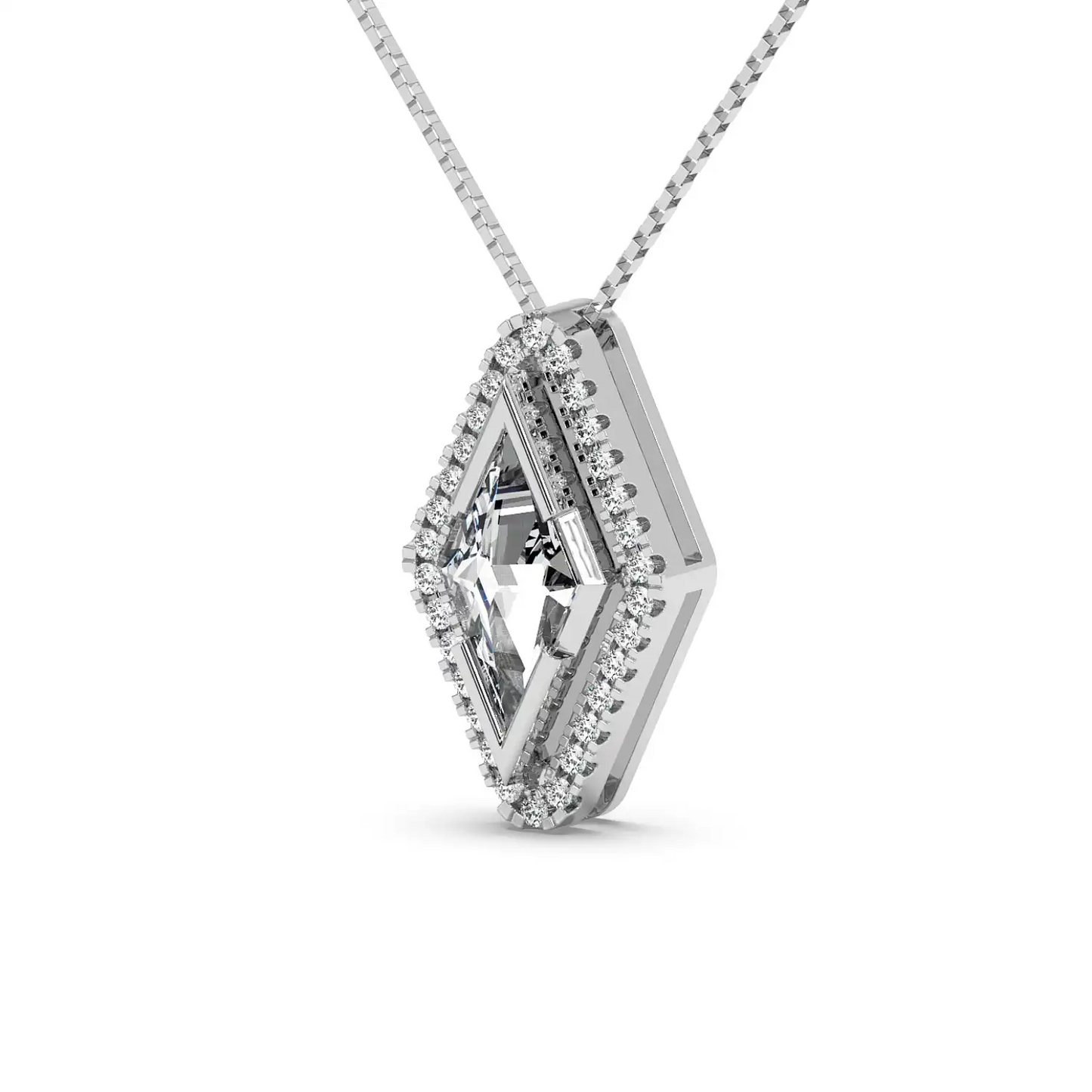 Solitaire Halo Pendant - Lozenge