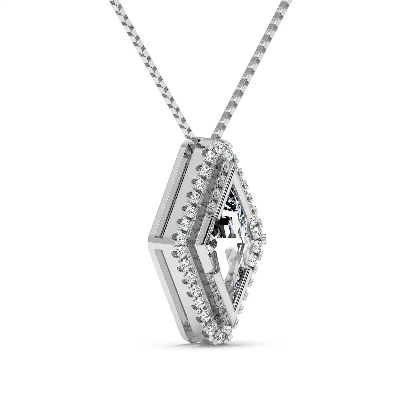 Solitaire Halo Pendant - Lozenge