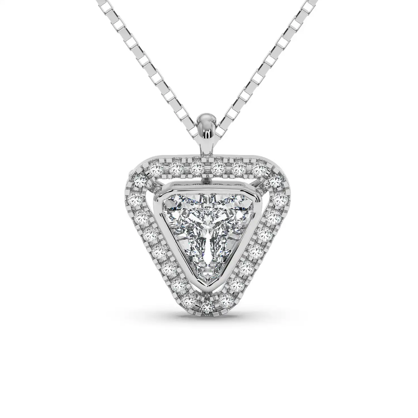 Solitaire Halo Pendant - Trillion