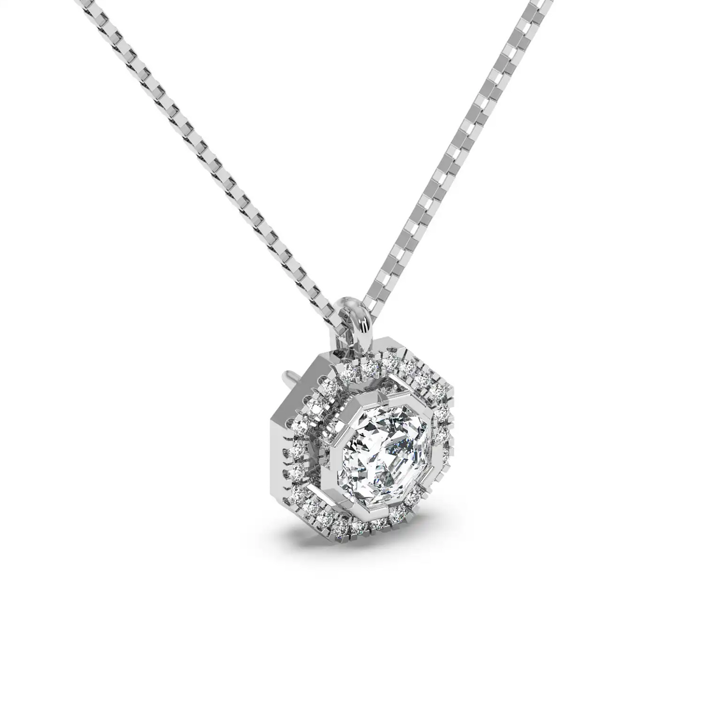 Solitaire Halo Pendant - Octagon