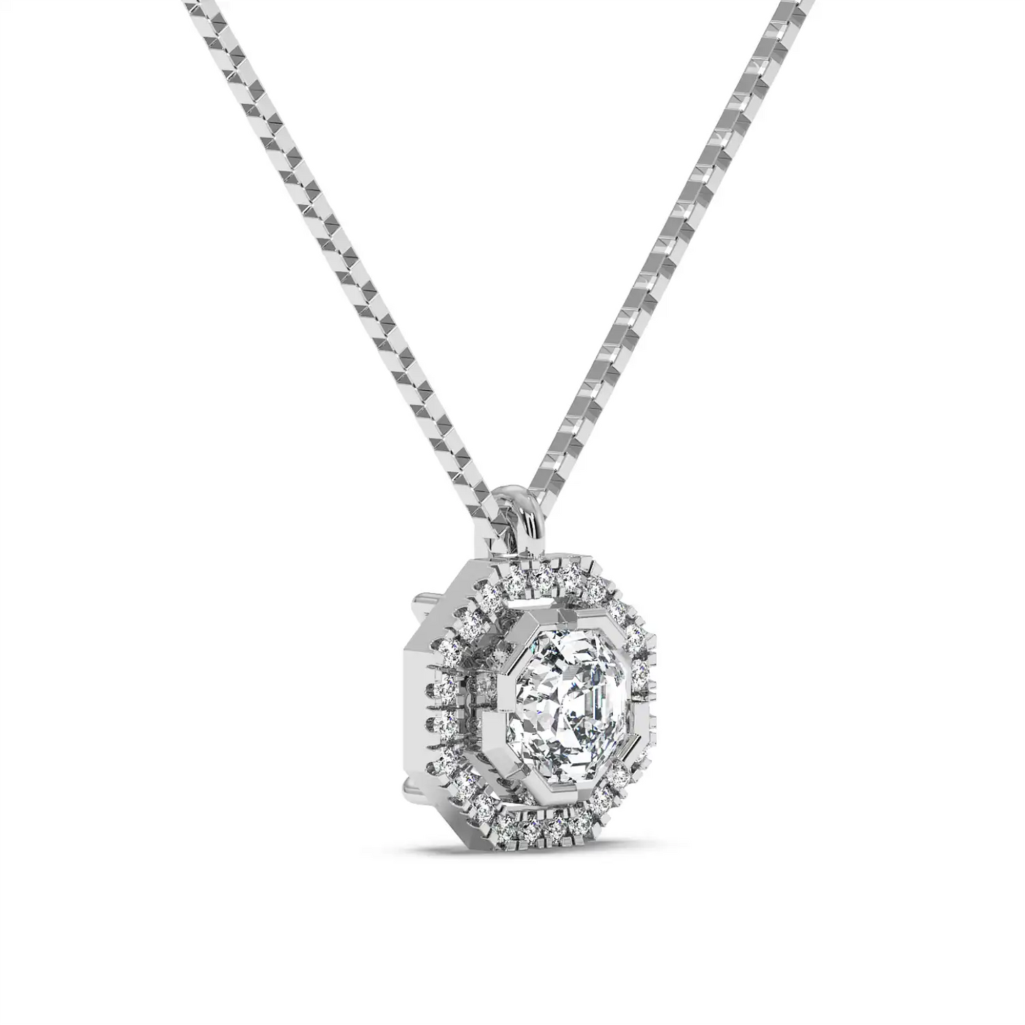 Solitaire Halo Pendant - Octagon