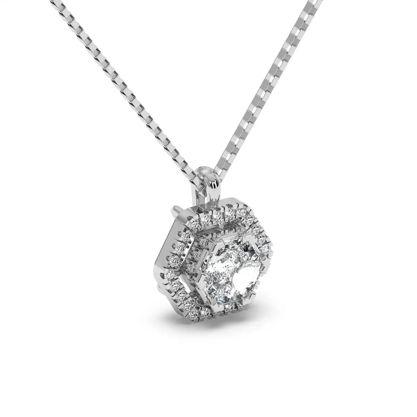 Solitaire Halo Pendant - Hexagon