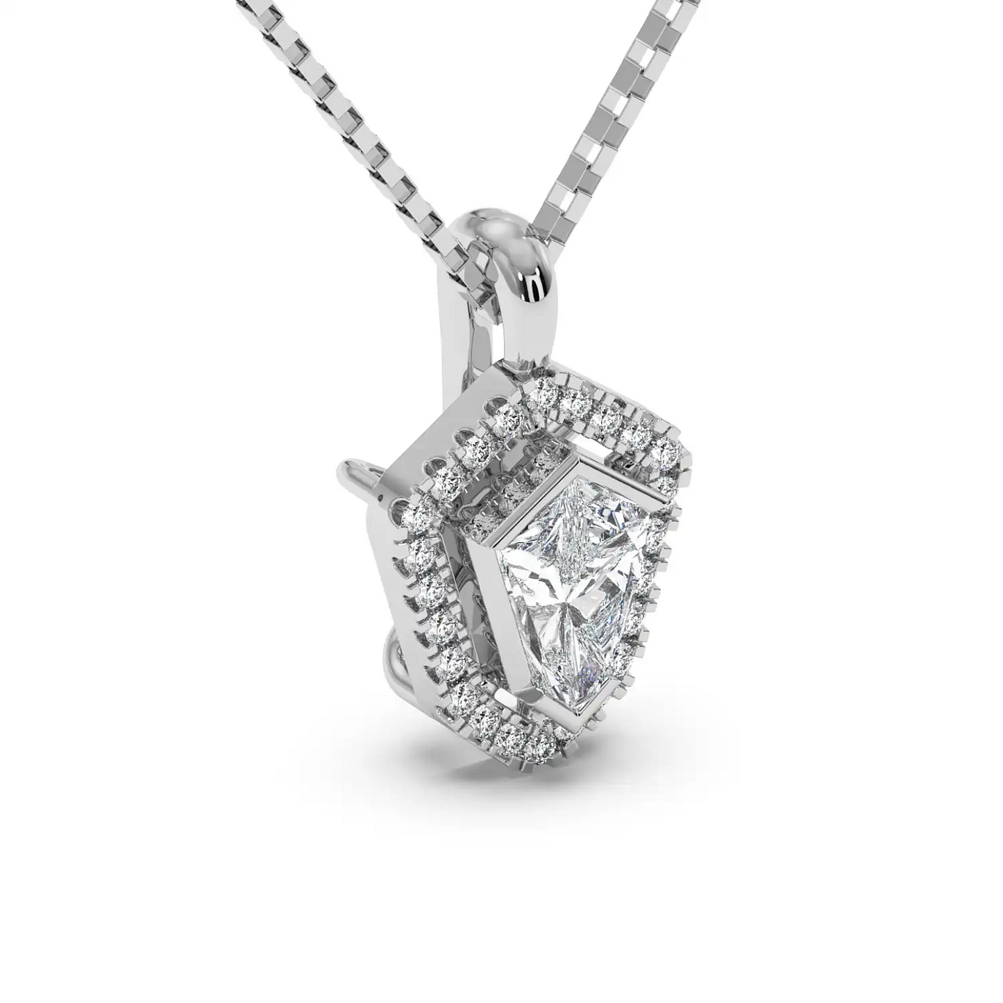 Solitaire Halo Pendant - Shield