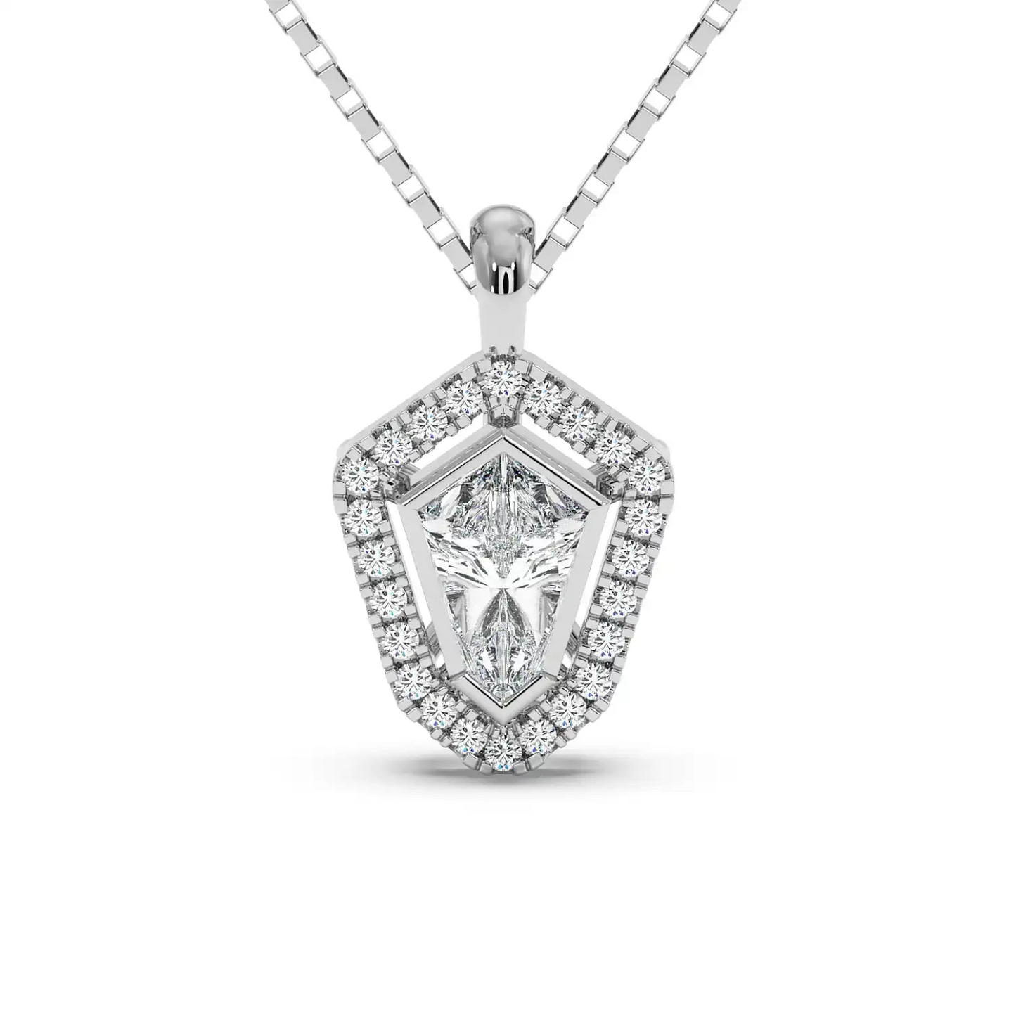 Solitaire Halo Pendant - Shield