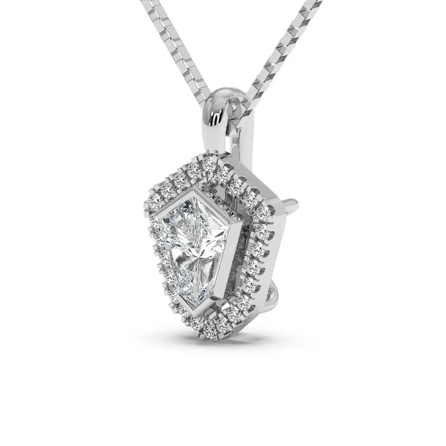 Solitaire Halo Pendant - Shield