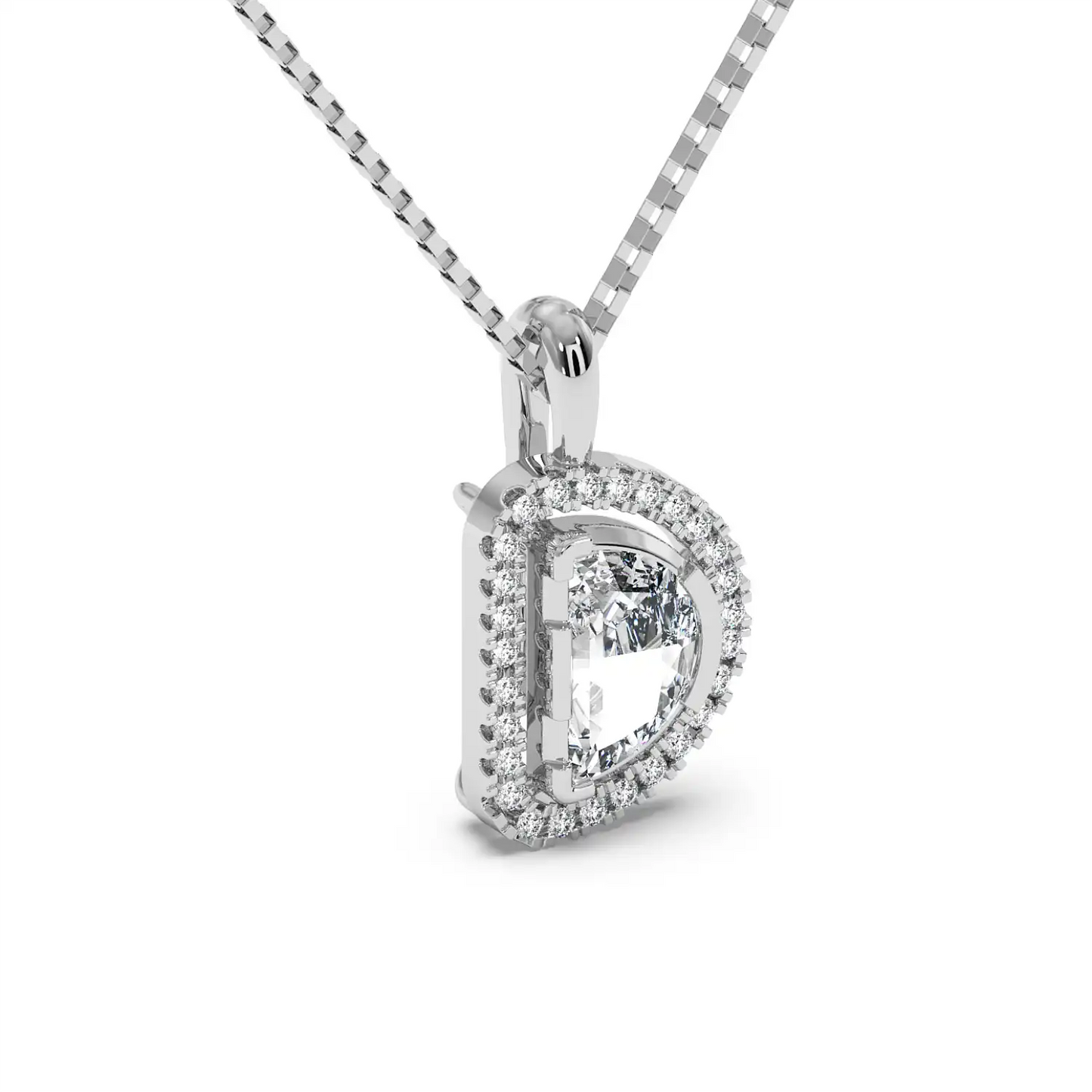 Solitaire Halo Pendant - Halfmoon