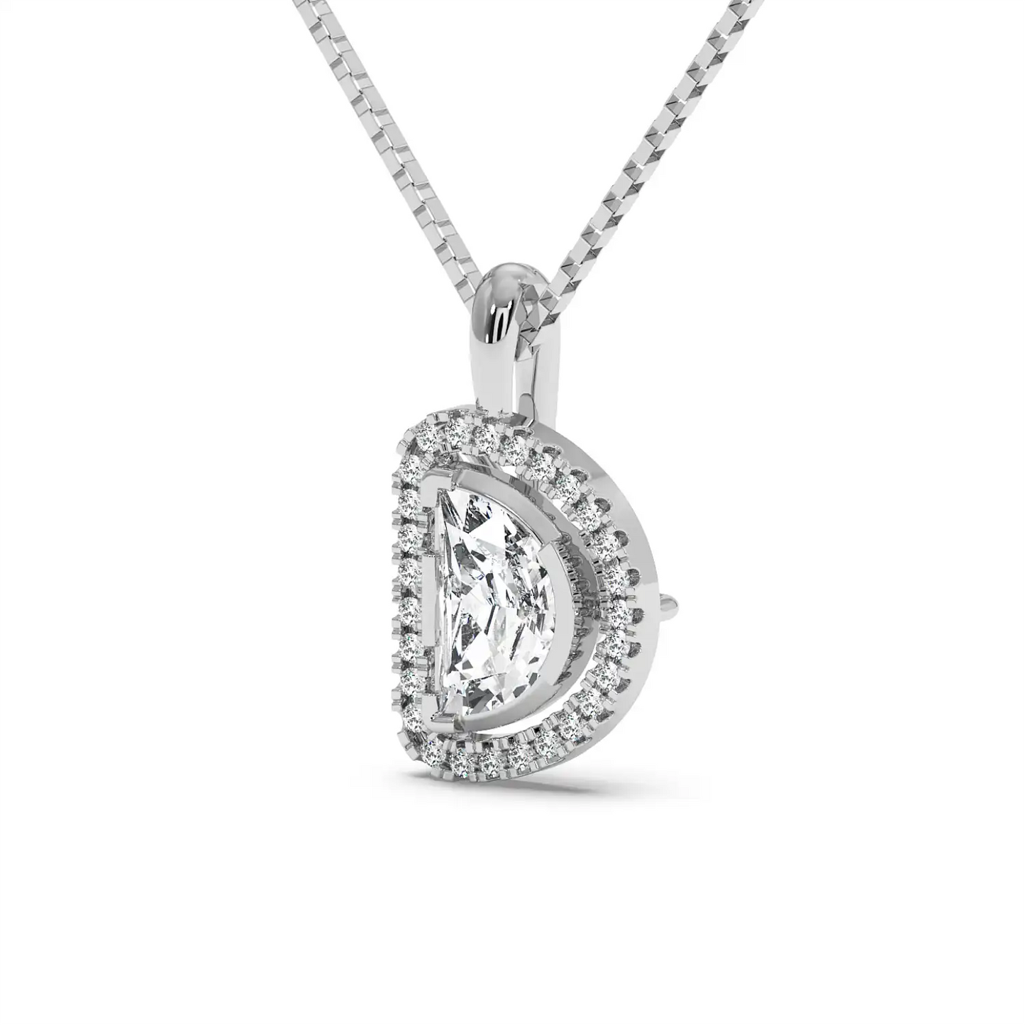 Solitaire Halo Pendant - Halfmoon