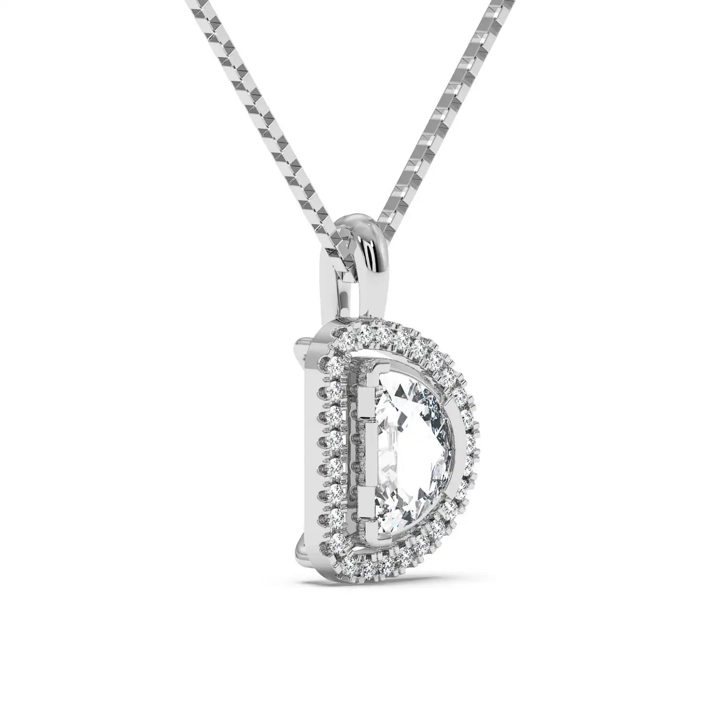 Solitaire Halo Pendant - Halfmoon