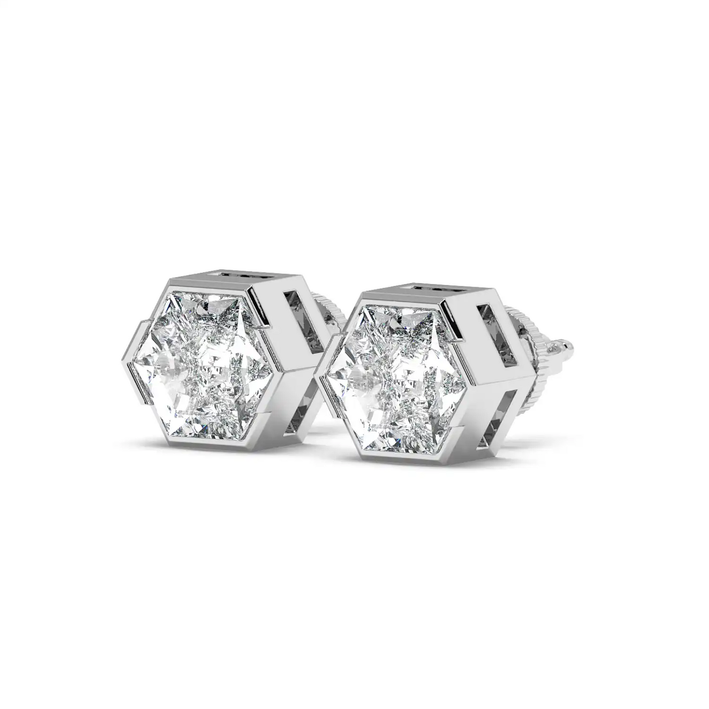 Solitaire Earring - Hexagon