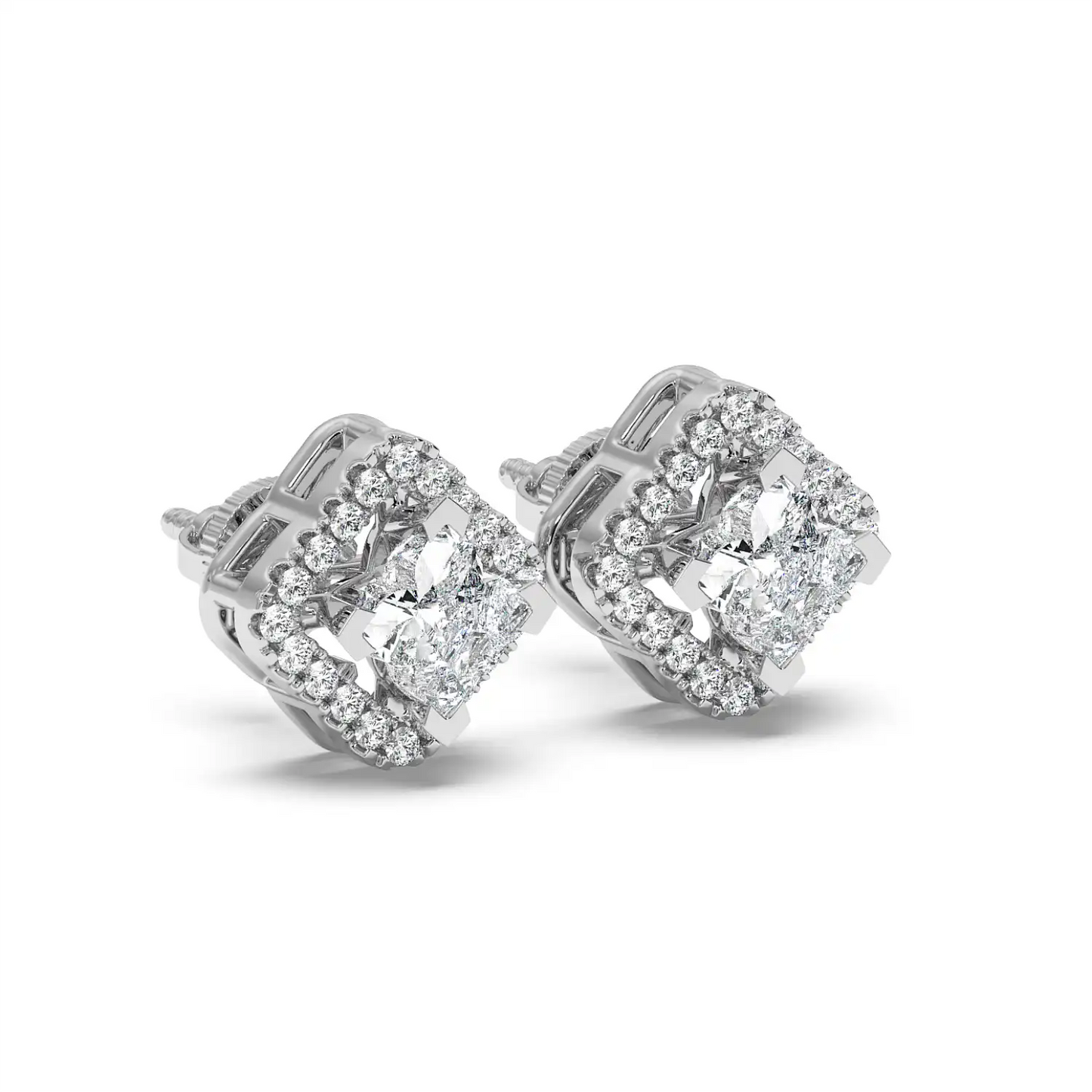 Solitaire Halo Earring - Floral