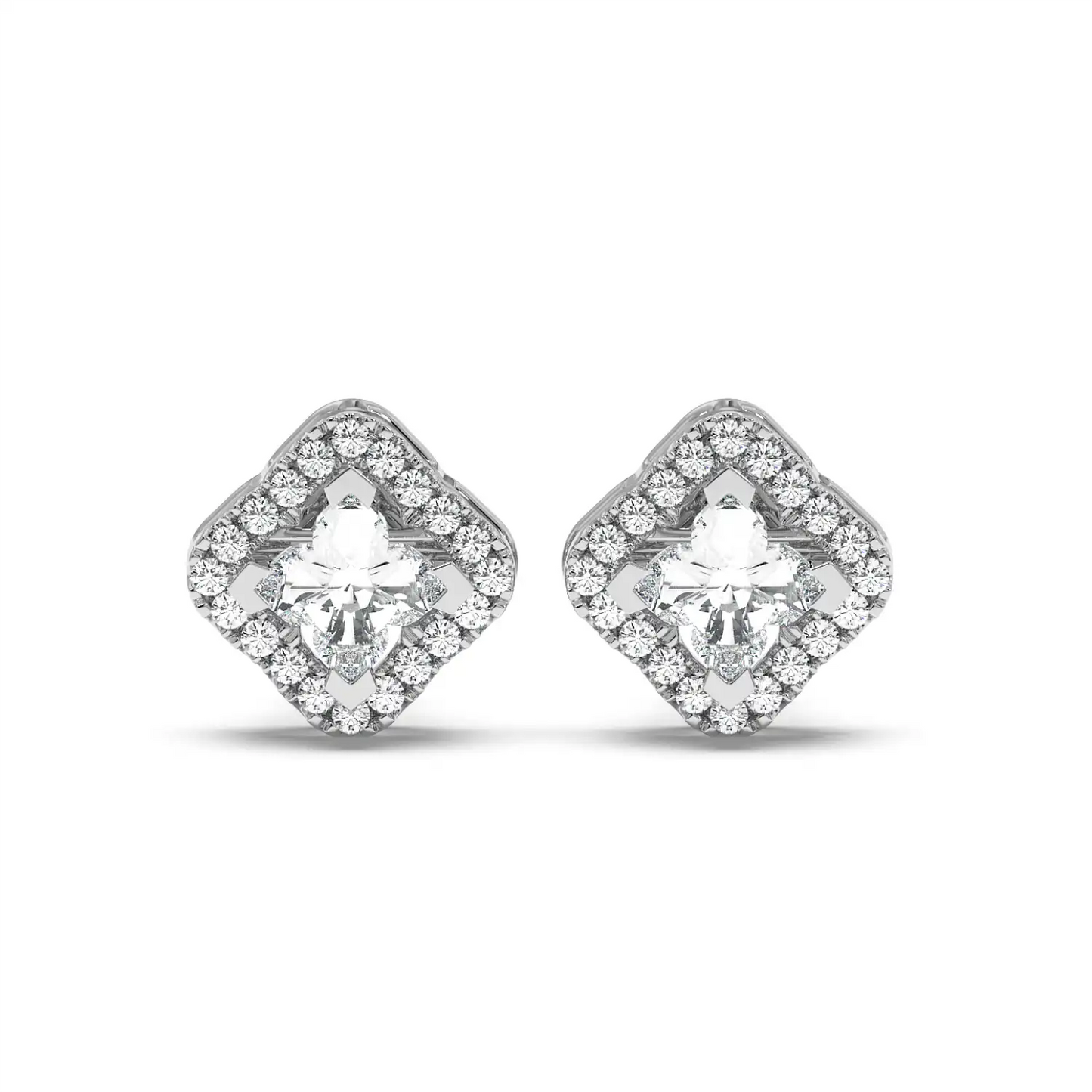 Solitaire Halo Earring - Floral