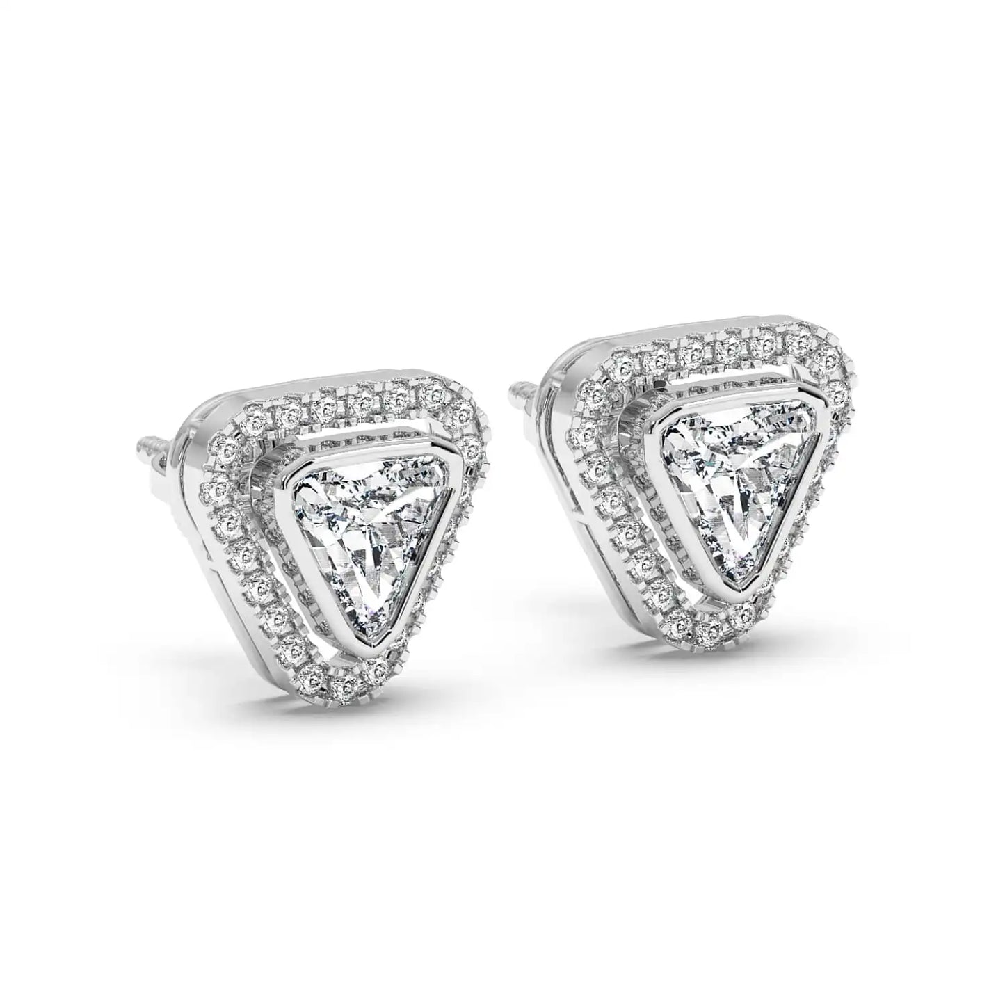 Solitaire Halo Earring - Trillion