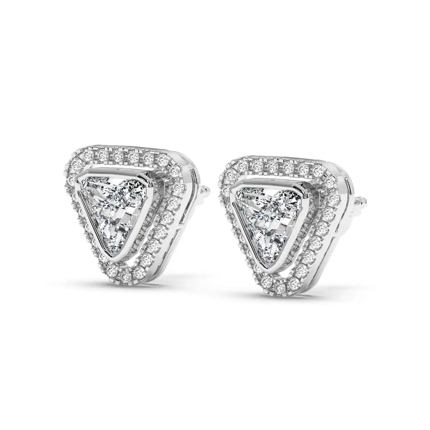 Solitaire Halo Earring - Trillion