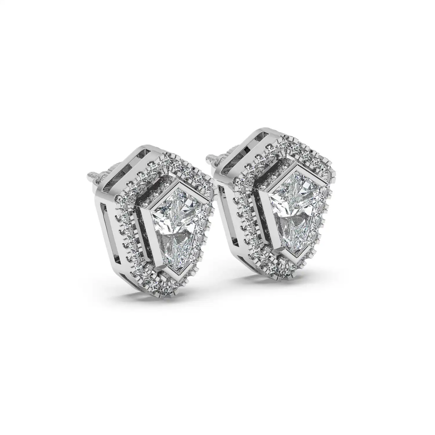 Solitaire Halo Earring - Shield