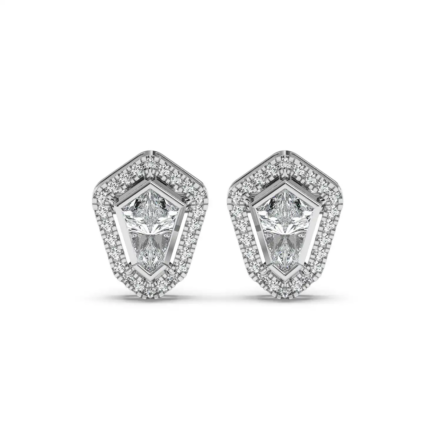 Solitaire Halo Earring - Shield