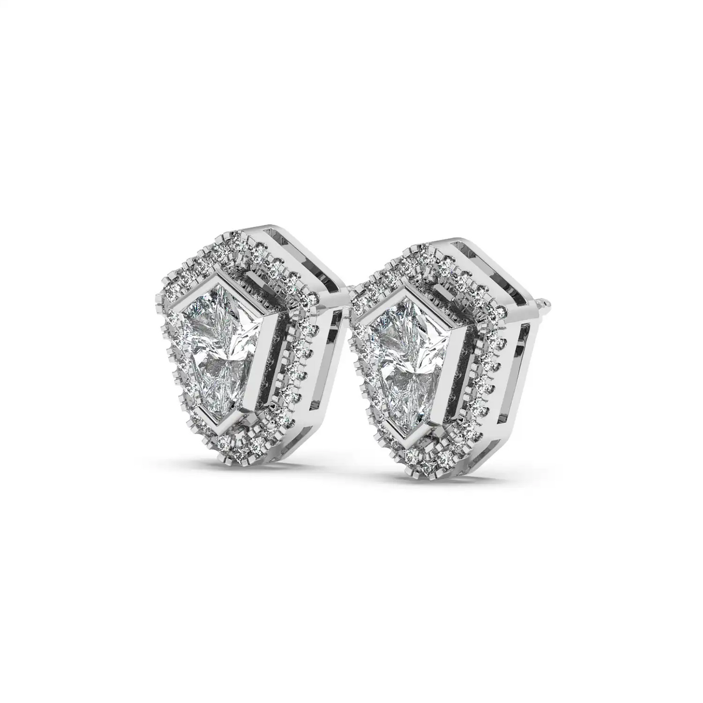 Solitaire Halo Earring - Shield