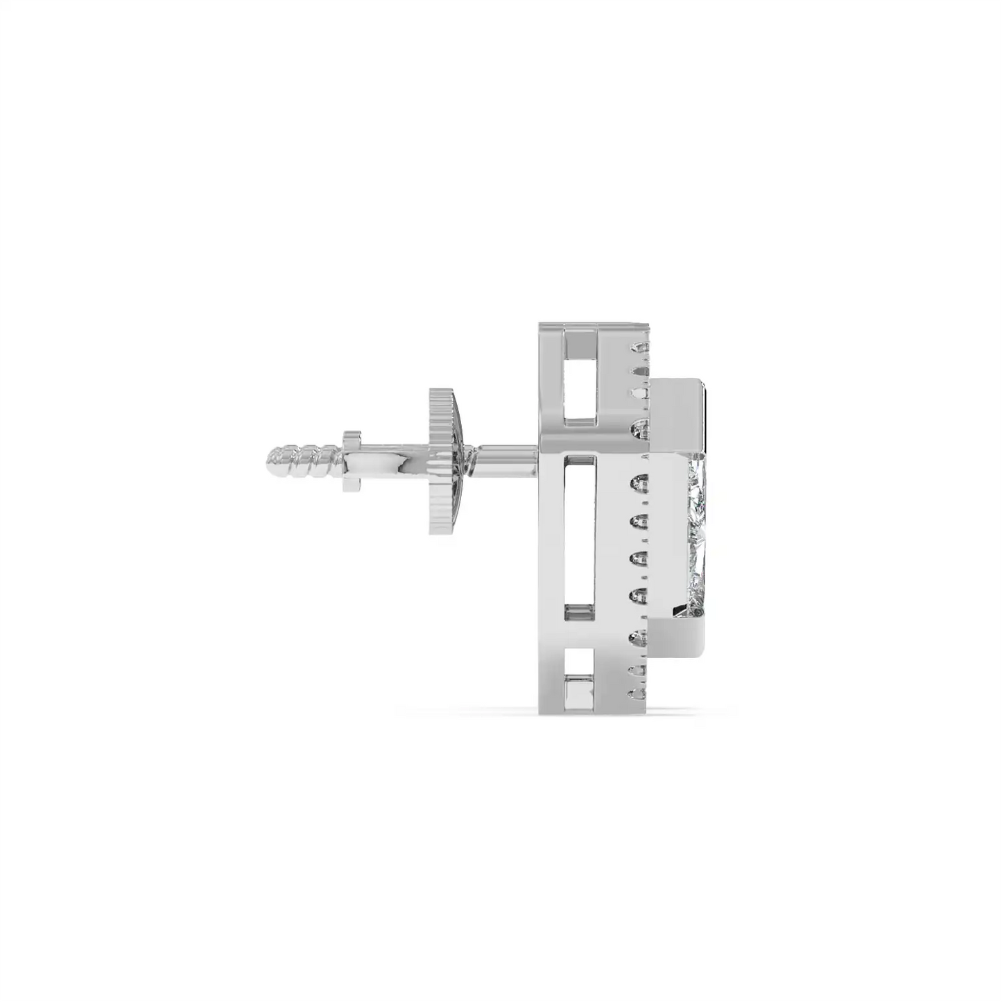 Solitaire Halo Earring - Shield
