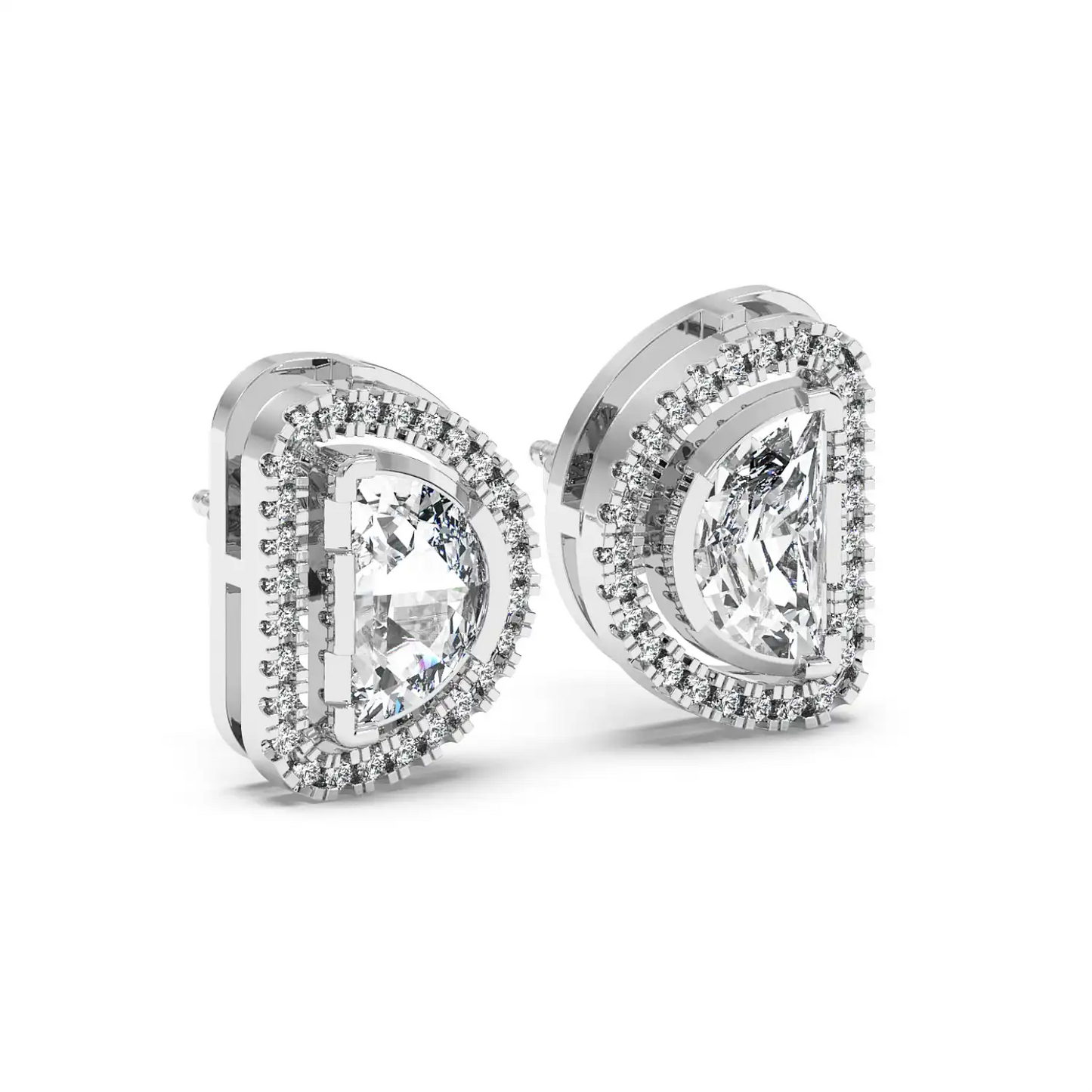 Solitaire Halo Earring - Halfmoon