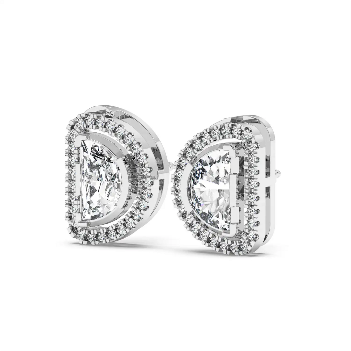 Solitaire Halo Earring - Halfmoon
