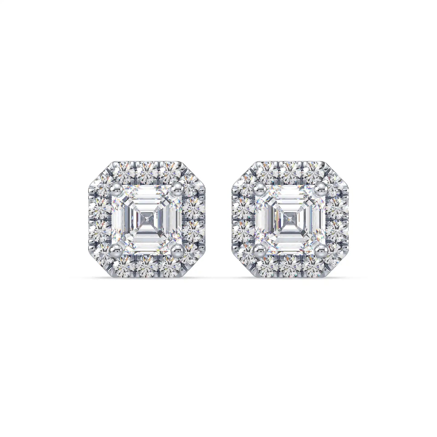 Solitaire Halo Earring - Asscher