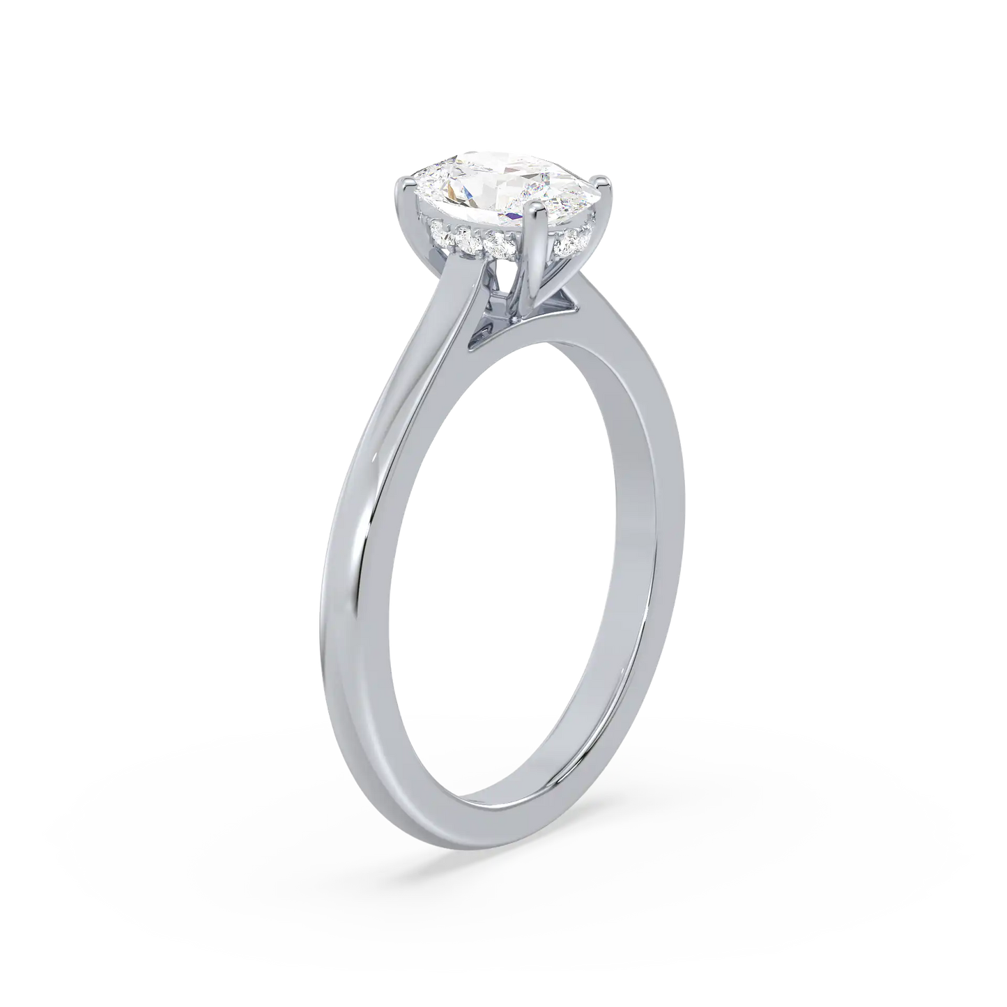 Solitaire Hidden Halo Oval Ring
