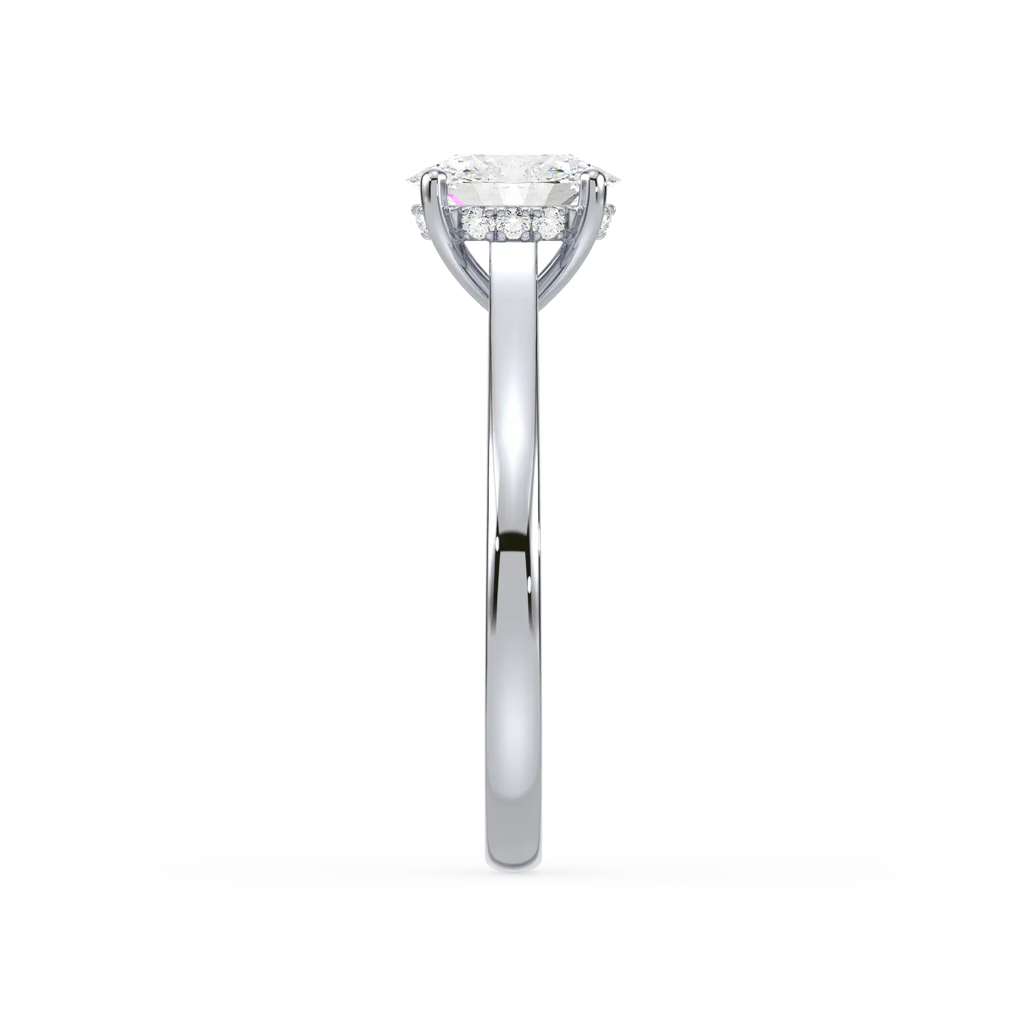 Solitaire Hidden Halo Oval Ring