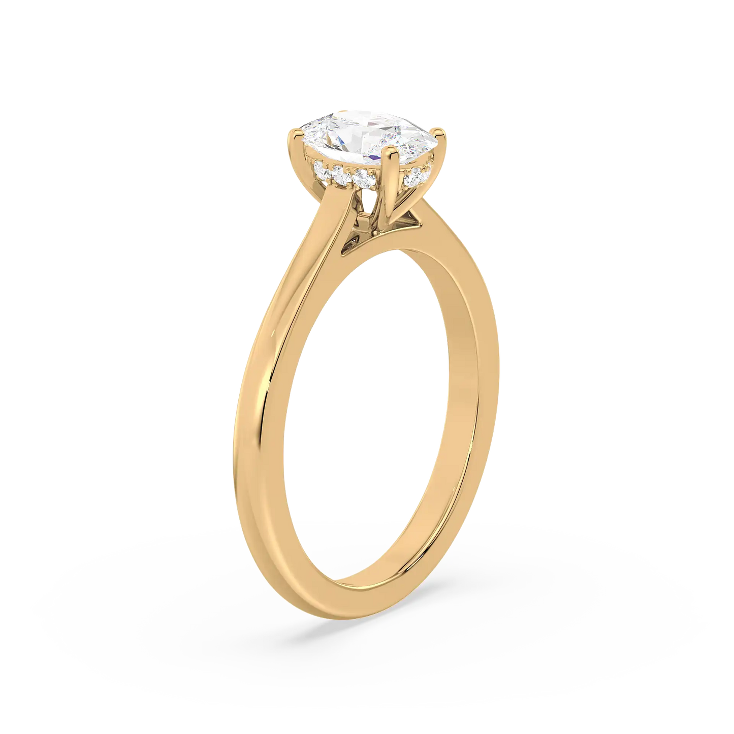 Solitaire Hidden Halo Oval Ring