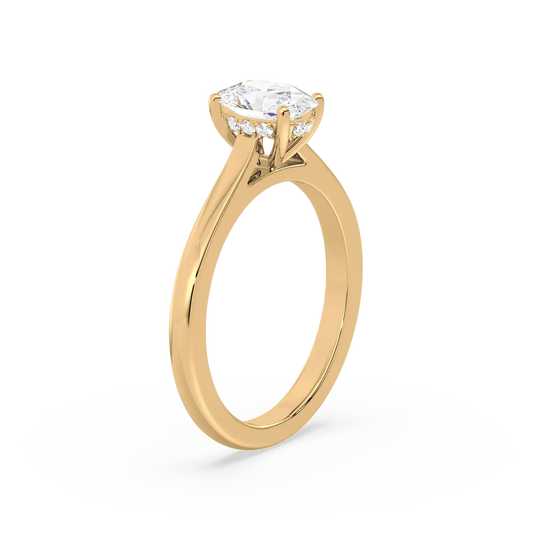 Hidden Halo Oval Solitaire Ring