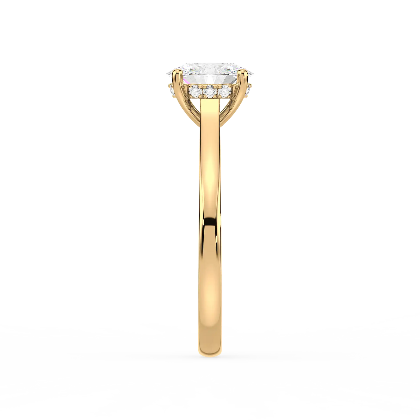 Solitaire Hidden Halo Oval Ring